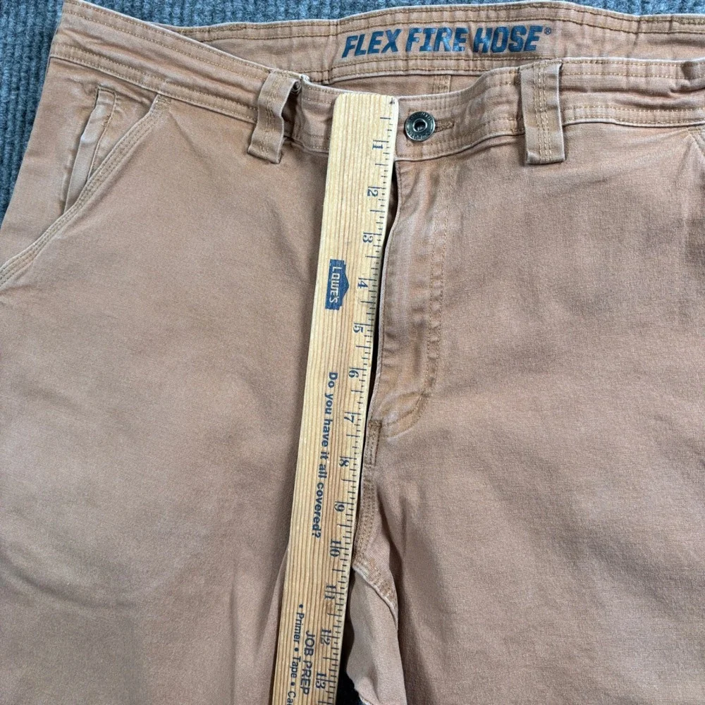 Duluth Trading Co Flex Fire Hose Pants Men 35x32 (Tag 38x34) Tan Workwear Rugged